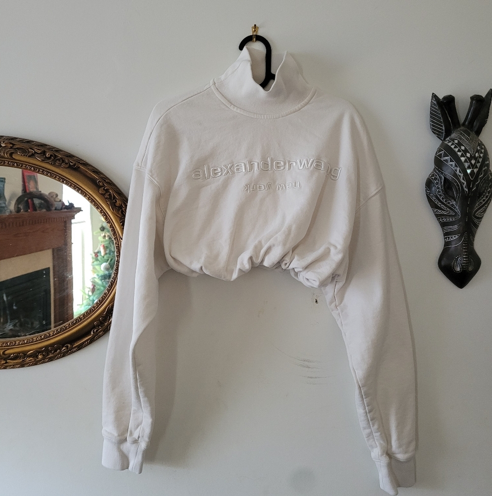 Alexander Wang White cropped sweatshirt Size S